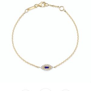 ANITA KO BLUE SAPPHIRE EVIL EYE YELLOW GOLD CHAIN BRACELET